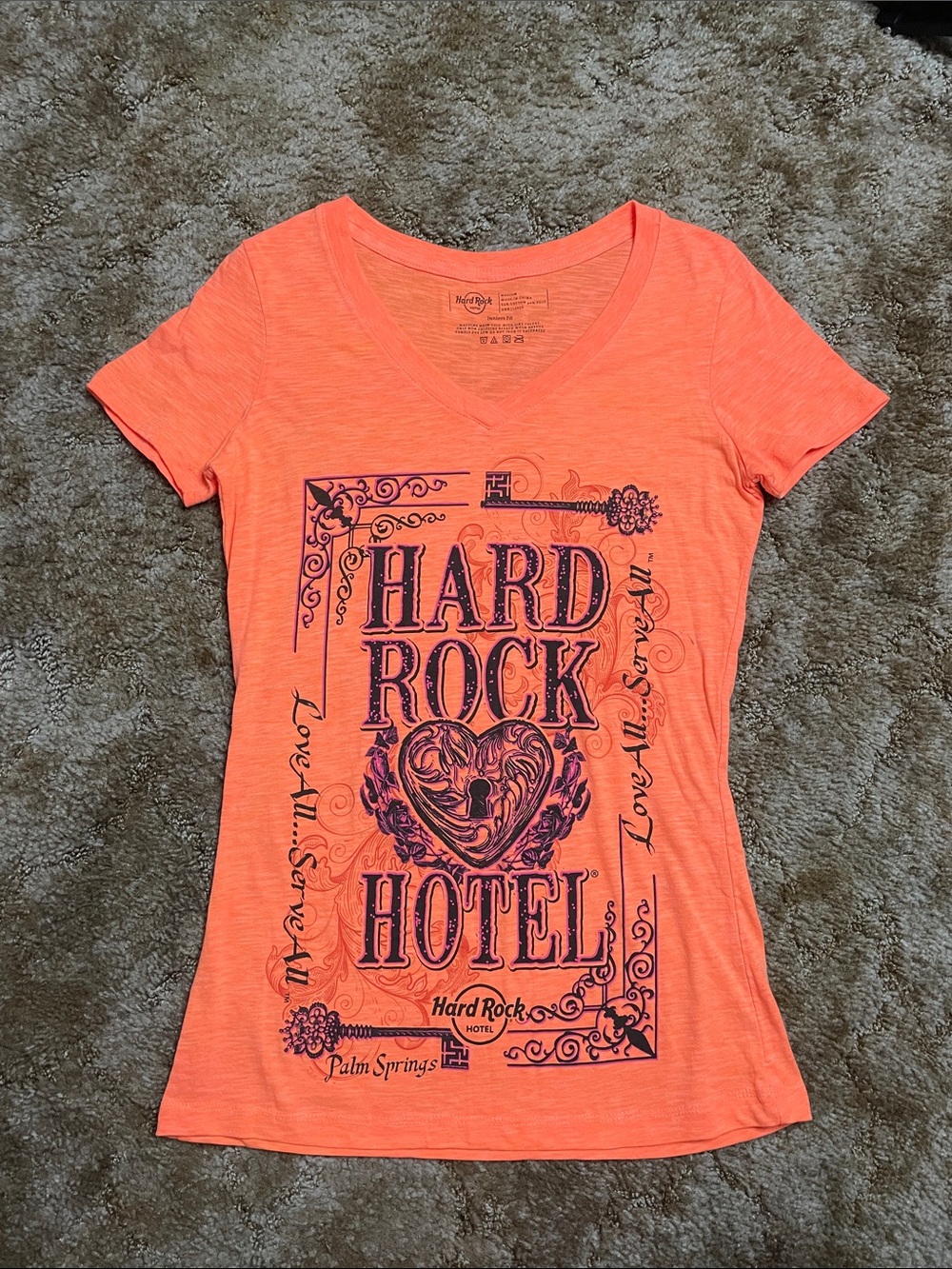 Hard Rock Hotel Juniors Fit Medium Y2K Orange T Shirt‎